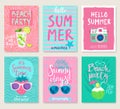 Summer hand drawn calligraphyc card set. Royalty Free Stock Photo