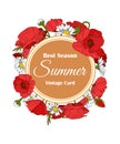 Summer hand drawn floral vintage card with Poppy Royalty Free Stock Photo