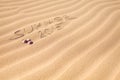 Summer 2015 handwriting on the sand Royalty Free Stock Photo