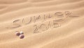 Summer 2015 handwriting on the sand Royalty Free Stock Photo