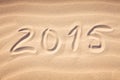 Summer 2015 handwriting on the sand Royalty Free Stock Photo