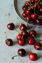 Summer and harvest concept. Cherry macro. Vegan, vegetarian, raw food. Fresh sweet cherries.