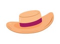 Summer hat collection vector. Cap, panama hat for women, men, sun protection. Royalty Free Stock Photo