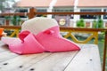 Summer hat with pink ribbon Royalty Free Stock Photo