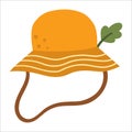 Summer hat vector illustration. Bright cap icon with oak leaf. Hiking or camping head outfit isolated on white background. Clothes