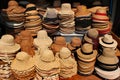 Summer hats on display at a street market Royalty Free Stock Photo