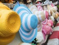 Summer hats sale at market Royalty Free Stock Photo