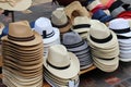 Summer hats street market Royalty Free Stock Photo