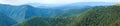 Summer hazy mountain forest panorama Royalty Free Stock Photo