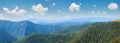Summer hazy mountain forest panorama landscape Ukraine, Carpathian Mountains Royalty Free Stock Photo