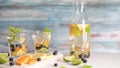 Summer healthy cocktails of citrus infused waters