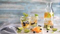 Summer healthy cocktails of citrus infused waters