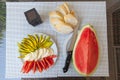 Summer healthy snack served on outdoor porch table