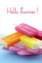 Summer is Here concept with bright color ice creams Royalty Free Stock Photo