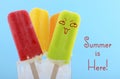 Summer is Here concept with bright color ice creams Royalty Free Stock Photo