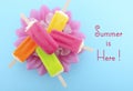 Summer is Here concept with bright color ice creams Royalty Free Stock Photo