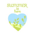 `Summer is here. Hand Drawn. Vector illustration, Stylized branches and leaves