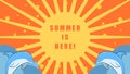 Summer is here theme template background poster with cute dolphins and sunset