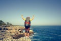 Summer hike along the coast. Royalty Free Stock Photo