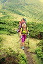 Summer hiking in the mountains.