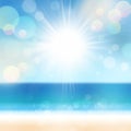 Summer Holiday Background with Sand Beach Ocean Sea Sun and Sky Royalty Free Stock Photo