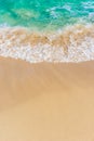 Sand beach background with turquoise blue sea water waves Royalty Free Stock Photo