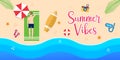 Summer Holiday on the beach Vector Illustration. Summer vacation Vector flat design illustration. Abstract Summer background Royalty Free Stock Photo