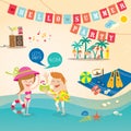 Summer holiday cartoon background clip art