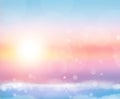 Summer holiday concept: Abstract bokeh light and blurry beautiful blue sky and beach sunrise background Royalty Free Stock Photo