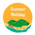 Summer holiday concept with island landscape and palm trees.
