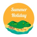 Summer holiday concept with island landscape and palm trees Royalty Free Stock Photo