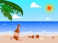 Summer holiday with cool beer on beach ,illustration
