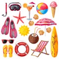 Summer Holiday Decorative Icons Set Royalty Free Stock Photo