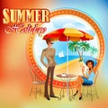 Summer Holiday design template;Young tourists enjoy of holidays
