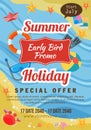 Summer holiday early bird promo flat style beach theme