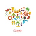 Summer holiday flat icons set. Royalty Free Stock Photo