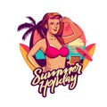 Summer Holiday Girl emblem sunset version