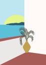 Summer holiday in Greece poster illustration. Modern aesthetic art