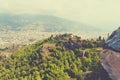 Summer holiday green landscape with mountainous turkey on a warm sunny day