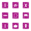 Summer holiday icons set, grunge style Royalty Free Stock Photo