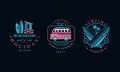 Summer Holiday Logo Original Design Set, Hawaii Surfing Retro Labels, Badges Vector Illustration Royalty Free Stock Photo