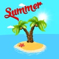 Summer holiday. Palm tree on the island. Vector, and the . Relax the beach. trees. illustration.