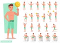 Summer holiday. People in the beach character design