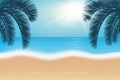 Summer holiday postcard palm trees on paradise beach