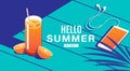 Summer Holiday, Poster , Cocktail, Banner, sunshine ,Vector Illustration