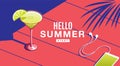 Summer Holiday, Poster , Cocktail, Banner, sunshine ,Vector Illustration