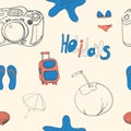 Summer holiday seamless ornament pattern Vector illustration. Royalty Free Stock Photo