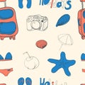 Summer holiday seamless ornament pattern Vector illustration. Royalty Free Stock Photo