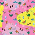 Summer holiday seamless pattern with punchy pastel colors.