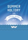 Summer holiday template. Vector illustration. Blue, clean sky an Royalty Free Stock Photo